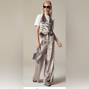 NWT J.Crew Silver Velvet Carolina Pants